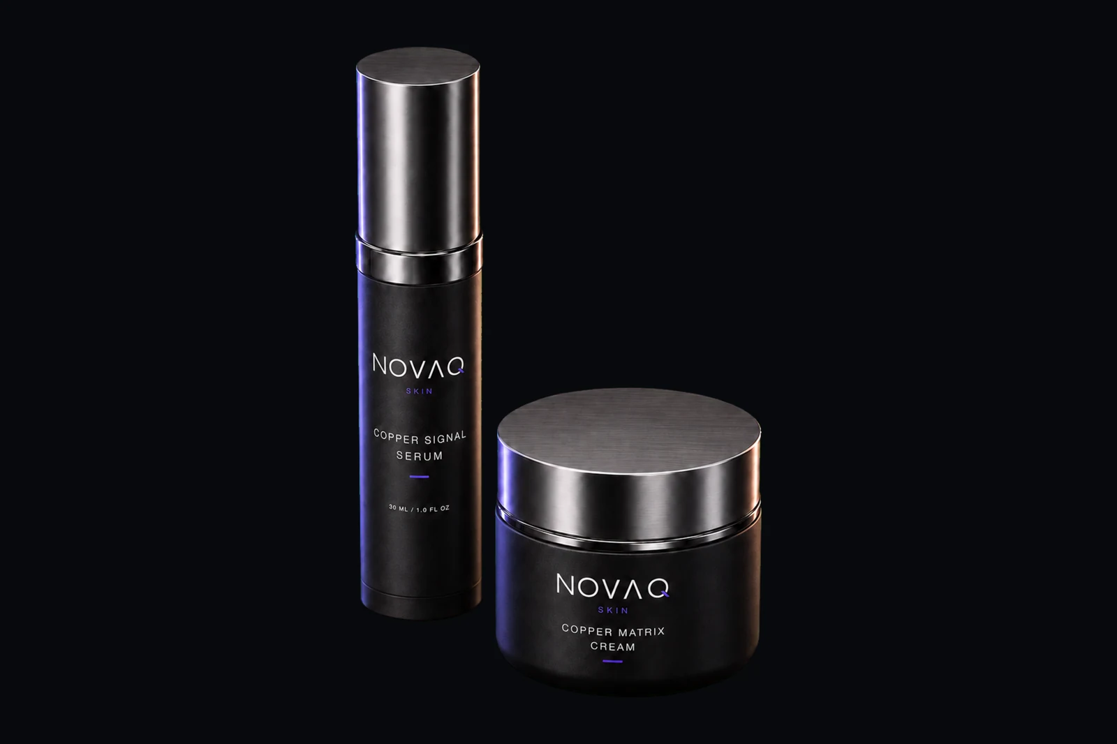NOVAQ Skin Copper Foundation Duo, Carbon edition, three-quarter view (wide).