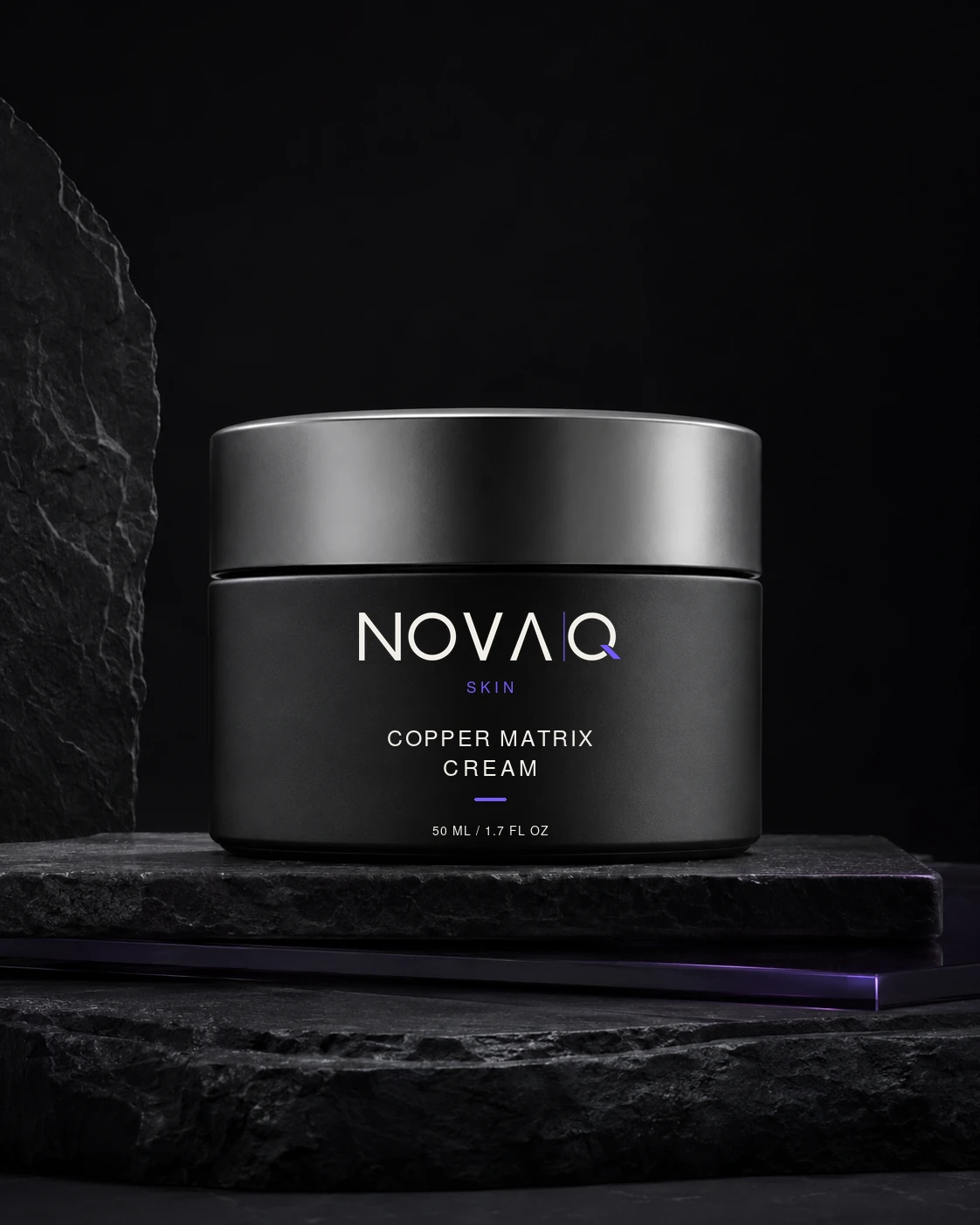 NOVAQ Skin Copper Matrix Cream 50 mL, Carbon edition, front view.